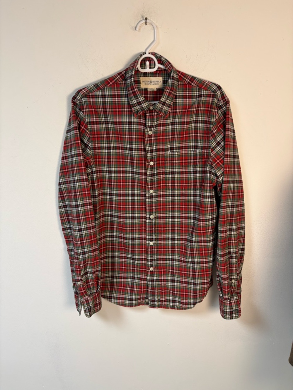Ralph Lauren Denim & Supply Button Down Shirt Red Plaid Mens Medium